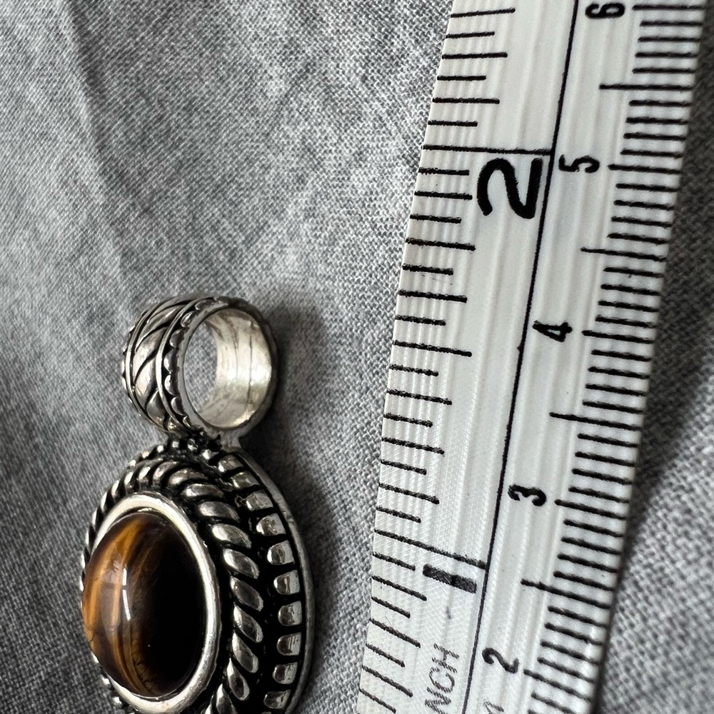 Lia Sophia Silver Pendant with Brown Tiger Eye Stone - Picture 2 of 2